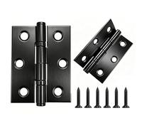 HAISHANG 4 Pièces 70x39mm Charnières de Porte Meuble Noir avec Vis | Charnière Inox A2 V2A 304 Acier Inoxydable Paumelles Charnière Connecteurs pour Piano Meubles Armoire Porte Tiroir
