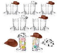 Haishell Lot de 24 verres à liqueur en plastique en forme de botte de cowboy de 28,3 g, mini chapeaux occidentaux, tasses à bière mignonnes pour anniversaire, cowboy, enterrement de vie de jeune fille