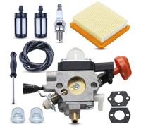 Haishine FS91 Carburateur pour Stihl FS91 FS91R FS111 FS89 HT102 HT103 FC91 FC96 KM91 KM91R KM111 FC11 avec Filtre à Air Bougie d'Allumage Tuyau d'Huile Tournevis Poire d'Amorce Filtre à Carburant