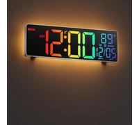 Haitang a été supprimé. Le titre restant est traduit en allemand : Horloge murale numérique 11 pouces pour l'intérieur, télécommande, double réveil, 8 couleurs RVB, grand écran LED, luminosité automat