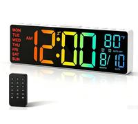 Horloge murale numérique avec écran de 10,5 pouces, affichage de la température, de la date et de l'heure, couleurs RVB, luminosité automatique, vision nocturne, LED 24 heures, pour le bureau ou la ch