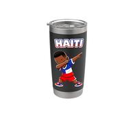 Haïti Boy Dab Pose Drapeau Haïtien Jour Gobelet isotherme en acier inoxydable double paroi