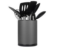Haiyouneer Pot Ustensiles Cuisine Porte Ustensiles Rotatif à 360° Grand Rangement Cuisine Organisateur Support à Ustensile 3 Compartiments (Gris foncé)