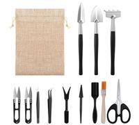 HAIYUU Outils Jardinage, 13 pièces Mini Kit Jardinage Adulte Kit D'outils de Jardin en Sac Lin, pour Plantes succulentes, rempotage Intérieur extérieur, Pots Fleurs, Cactus