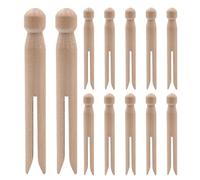 HAKIDZEL 12 Pièces Pince à Notes Multifonction en Bois Rond 10x13mm Surface Lisse Naturelle et Design sans Ressort, pour Outils D'enseignement et Bricolage
