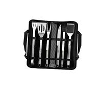 HAKIDZEL 12pièces Outils De Barbecue Acier Inoxydable Avec De Transport Spatule Pince Couteau Fourchette Brosse Et Brochettes Pour Camping Et Pique- Noir