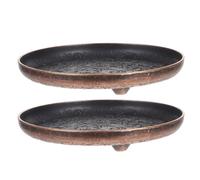 HAKIDZEL 2 Pièces Soucoupes à Café en Cuivre Rétro Bords Lisses, Plateau à Thé Élégant et Pratique pour Hôtels et Restaurants, Ensemble de Sous-verres Décoratifs Noirs