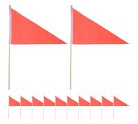 HAKIDZEL 20 Pièces Drapeau de Marquage Triangulaire Rouge Mât de Fixation | Bois et Nylon, Visibilité Élevée, pour Pelouse, Lignes Utilitaires, Jardinage et Formation de Clôture