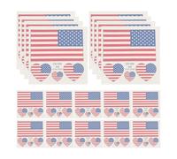 HAKIDZEL 25 Tatouages Temporaires Drapeau Américain pour Fête, Autocollants en Plastique Lavables et Amovibles, Pack de 25 Pièces pour Décoration Visage et Corps