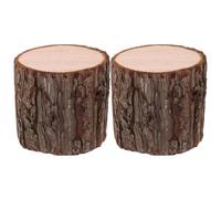 HAKIDZEL 2pcs Tree Stump Decor, Decorative Tealight Holder, Artificial Wood Stump with Bark, Rustic Farmhouse Table Display for Wedding Aisle and Photo Zone, Lightweight