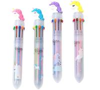 HAKIDZEL 4 Pièces Stylo à Bille Multicolore 10 Couleurs en Plastique | Présent Rentrée, Stylos Couleurs, Mine Stylo Bille, Léger et Compact, pour Étudiants, Coloriage et Loisirs Style Aléatoire