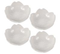 HAKIDZEL 4pcs Coupelles de Sauce à Trempette en Céramique Blanche Forme Pétale de Fleur Design Japonerie Dégradé, Facile D'entretien pour Condiments Cuisine Occidentale