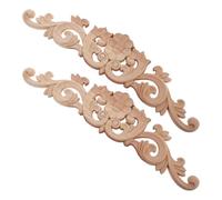 HAKIDZEL Appliques Décoratives Forme de Fleur Allongée 2pcs Vintage en Bois Sculpté Facile à Installer Beige pour Décoration de Meubles et Murs pour DIY