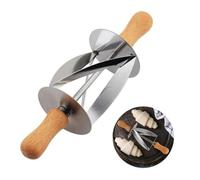 HAKIDZEL Coupe-croissants Manche en Bois Ergonomique Rouleau en Acier Inoxydable 2 Pièces pour Pâte à Croissant, pour Cuisson et Pâtisserie