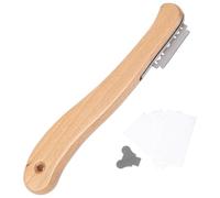 HAKIDZEL Couteau à Trancheuse en Acier Inoxydable 304 avec Manche en Bois Incurvé, 5 Lames Remplaçables Incluses, Outil de Découpe Précis, Pâtisserie et Toasts, Ustensile Cuisine Maison