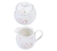 HAKIDZEL Ensemble de 2 Pièces en Céramique Blanche pour Hôtel et Restaurant, Pot à Lait Couvercle et Sucrier, Facile à Nettoyer, Style Délicat