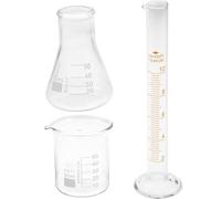 HAKIDZEL Ensemble de 3 Tasses à Mesurer en Verre Résistant Haute Température sans Fuite Latérale, pour Projets Expérimentaux et Éducation en Laboratoire