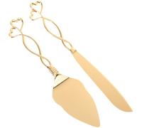 HAKIDZEL Ensemble Élégant 2pcs Couteau et Serveur à Gâteau en Alliage de Zinc Doré, Coupe et Prise en Main Confortable pour Fêtes et Événements Spéciaux