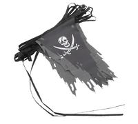 HAKIDZEL Guirlande de Bannières à Motif de Crâne Pirate en Polyester 9m pour Décoration de Fête Halloween Thème Noir et Blanc, pour Accessoires de Fête