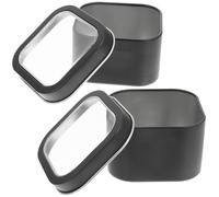 HAKIDZEL Lot de 2 Boîtes Carrées en Tôle Noire Vintage pour Rangement Bougies et Bonbons, Surface Lisse et Design Portable pour Artisanat et Présents