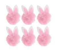 HAKIDZEL Lot de 6 Pompons avec Oreilles de Lapin - Adorables Breloques Lapin en Peluche pour Guirlande de Pâques - Mini en Peluche pour Barrette à Cheveux - Décoration Printanière Rose