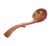 HAKIDZEL Louche en Bois D'acacia avec Crochet pour Casserole, Grandes Cuillères à Soupe Antiadhésives, Manche Long 28 Cm, pour Cuisiner et Remuer