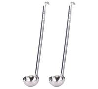 HAKIDZEL Louches à Soupe Ustensiles Cuisine Pratiques Lot de 2 en Acier Inoxydable Argenté Crochet, Cuillères de Service Robustes pour Buffet et Restaurant