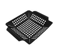HAKIDZEL Panier à Griller Carré Réutilisable en Fer Noir pour Barbecue | Égouttage Pratique, Limite L’adhérence des Aliments, Légumes Grillés, Compatible Divers Réchauds et Grilles