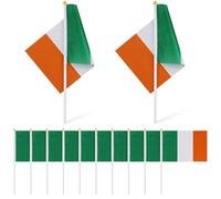 HAKIDZEL Petits Drapeaux à Main en Dacron Saint Patrick 14x21cm Lot de 12 Style Fanion Robuste et Résistant la Décoloration pour Parades et Véhicules