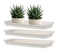 HAKIDZEL Plateau Rectangulaire pour Pot de Fleurs, Plastique, Lot de 3 | Surface Lisse Antifuie, Fond Plat Stable, pour Balcon, Rebord de Fenêtre et Arrosage Goutte à Goutte