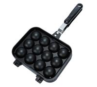 HAKIDZEL Poêle à Takoyaki Noire en Alliage D'aluminium 12 Cavités, Facile à Nettoyer et Sécurisée, pour Poissons et Poulpes la Maison