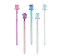 HAKIDZEL Stylos Gel Noir à Recharge en Plastique Léger Lot de 5 Design Créatif Rose Encre Fluide pour Écriture et Dessin Couleur Aléatoire Scolaire ou Bureau
