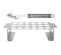 HAKIDZEL Support pour Gril à Poivre en Acier Inoxydable, Évideur | Fixe le Poivron, Usage la Cuisine et Barbecue, Facile à Nettoyer, Design Multifonction, Argenté