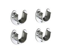 HAKIDZEL Support Tringle à Vêtements en Acier Inoxydable Argenté, 4 Pièces, Forme en U, Tube Rond 32 Mm, Installation Facile avec Vis pour Penderie ou Rideaux