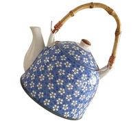 HAKIDZEL Théière Japonaise Surface Polie en Céramique Bleue avec Passoire Intégrée et Écoulement D'eau Centralisé, Maison Salon de Thé