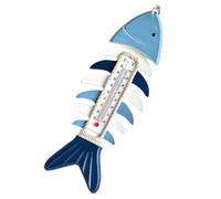 HAKIDZEL Thermomètre Décoratif Mural Décoration Murale Côtière en Bois Forme Arête de Poisson Style Méditerranéen et Surveillance Intérieure Extérieure pour Camping