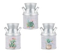 HAKIDZEL Vases Décoratifs Style Rétro Vintage Ensemble de 3 en Tôle avec Poignée Forme Créative et Élégante pour Décoration de Jardin