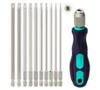 Hakkin Lot de 10 embouts Torx longs T8-T40 150 mm avec trou 1/4" Torx pour visseuse à percussion S2 T15 T20 T25 avec poignée magnétique Jeu d'embouts pour visseuse sans fil