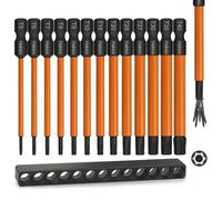 Hakkin Lot de 13 embouts de tournevis Torx 1/4", 75 mm de long, en acier S2, pour vis à profil en T, marteau perforateur, visseuse sans fil T5, T6, T7, T8, T9, T10, T15, T20, T25, T27, T30, T35, T40