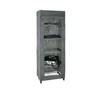HAKU armoire rangement chaussures en tissu alu, gris, noir, plastique, métal, toison synthétique - Dim.: L 60 cm x H 173 cm x P 50 cm, Style: Modern