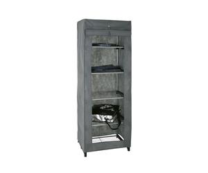 HAKU armoire rangement chaussures en tissu alu, gris, noir, plastique, métal, toison synthétique - Dim.: L 60 cm x H 173 cm x P 50 cm, Style: Modern