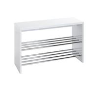HAKU Banc à Chaussures Blanc chromé, étagère à Chaussures avec Assise, Banc d'entrée, MDF et métal - Dimensions : L 81 x H 55 x P 30 cm Style : Moderne