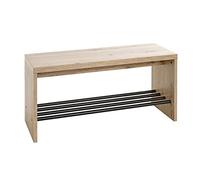 HAKU Banc à Chaussures en chêne Clair et Noir, étagère à Chaussures Servant de Banc, MDF et métal - Dimensions : L 80 x H 40 x P 30 cm Style : Moderne