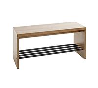 HAKU Banc à Chaussures en chêne Noir, étagère à Chaussures Servant de Banc, MDF et métal - Dimensions : L 80 x H 40 x P 30 cm Style : Moderne