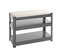 HAKU Banc à Chaussures Gris Anthracite, étagère à Chaussures avec Assise rembourrée en Similicuir et métal - Dimensions : L 60 x H 47 x P 28 cm Style : Moderne