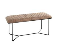 HAKU Banc Marron, Noir, Cuir véritable, métal - Dim.: L 100 cm x H 48 cm x P 38 cm, Style: Industrial