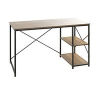 HAKU Bureau chêne, Noir, métal, Panneaux de Particules alvéolaires - Dim.: L 120 cm x H 74 cm x P 60 cm, Style: Modern
