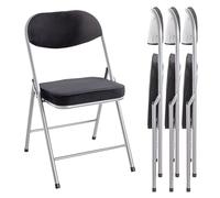 HAKU Chaise Pliante rembourrée Lot de 4 chaises Pliantes Confortables Couleur alu Noir métal, Tissu Velours, Dossier rembourré, Assise rembourrée - Dimensions : L 46 x H 80 x P 53 cm, Style : Moderne