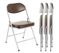 HAKU Chaise Pliante rembourrée, Lot de 4 Chaises Pliantes Confortables en Aluminium, Marron, Similicuir - Dossier et Assise rembourrés, Acier - Dimensions : L 47 x H 79 x P 53 cm, Style : Moderne