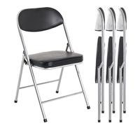 HAKU Chaise Pliante rembourrée, Lot de 4 chaises Pliantes Confortables en Aluminium, Noir, Assise et Dossier rembourrés, Acier - Dimensions : L 47 x H 79 x P 53 cm, Style : Moderne